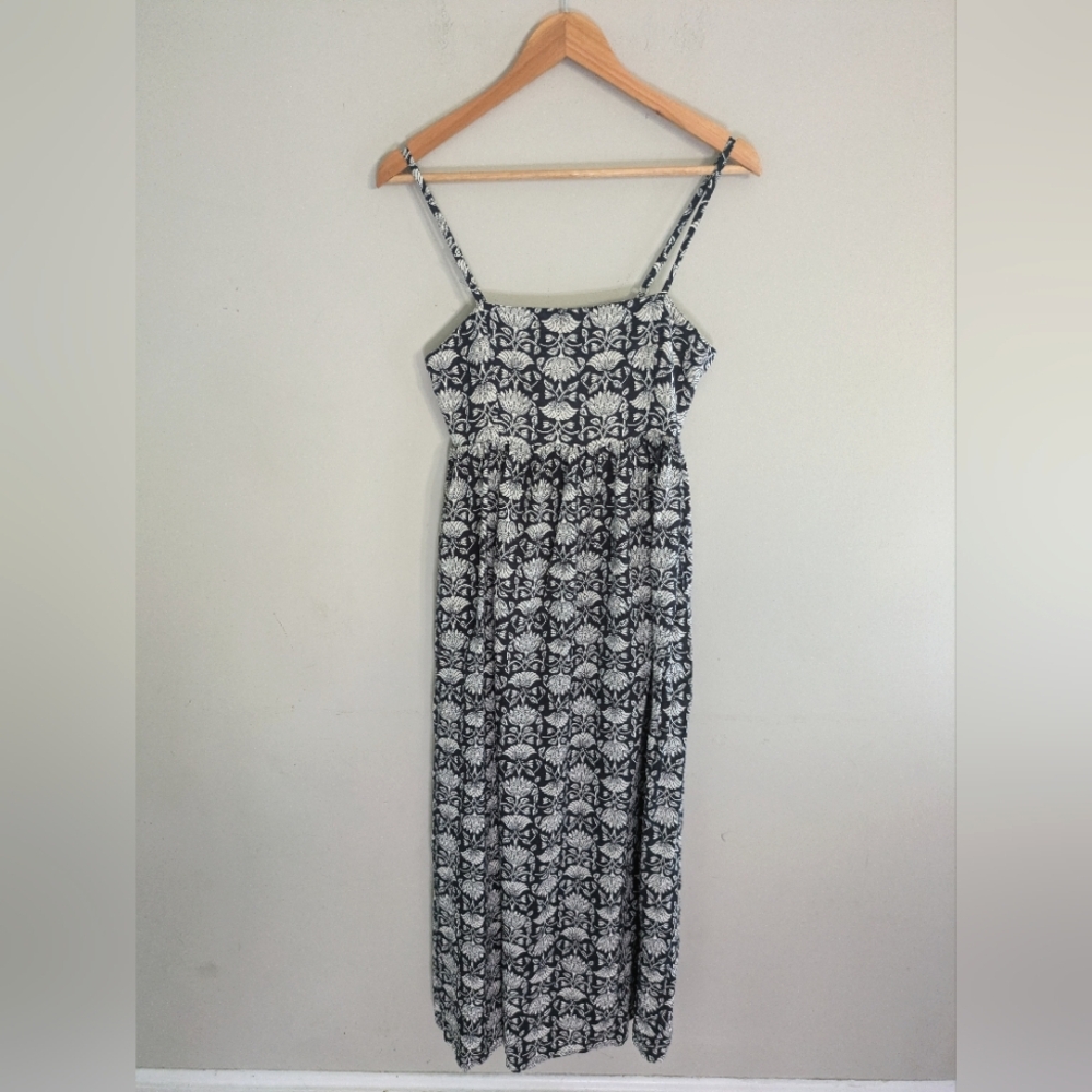 NATURAL LIFE black and ivory botanical-print maxi dress, size S